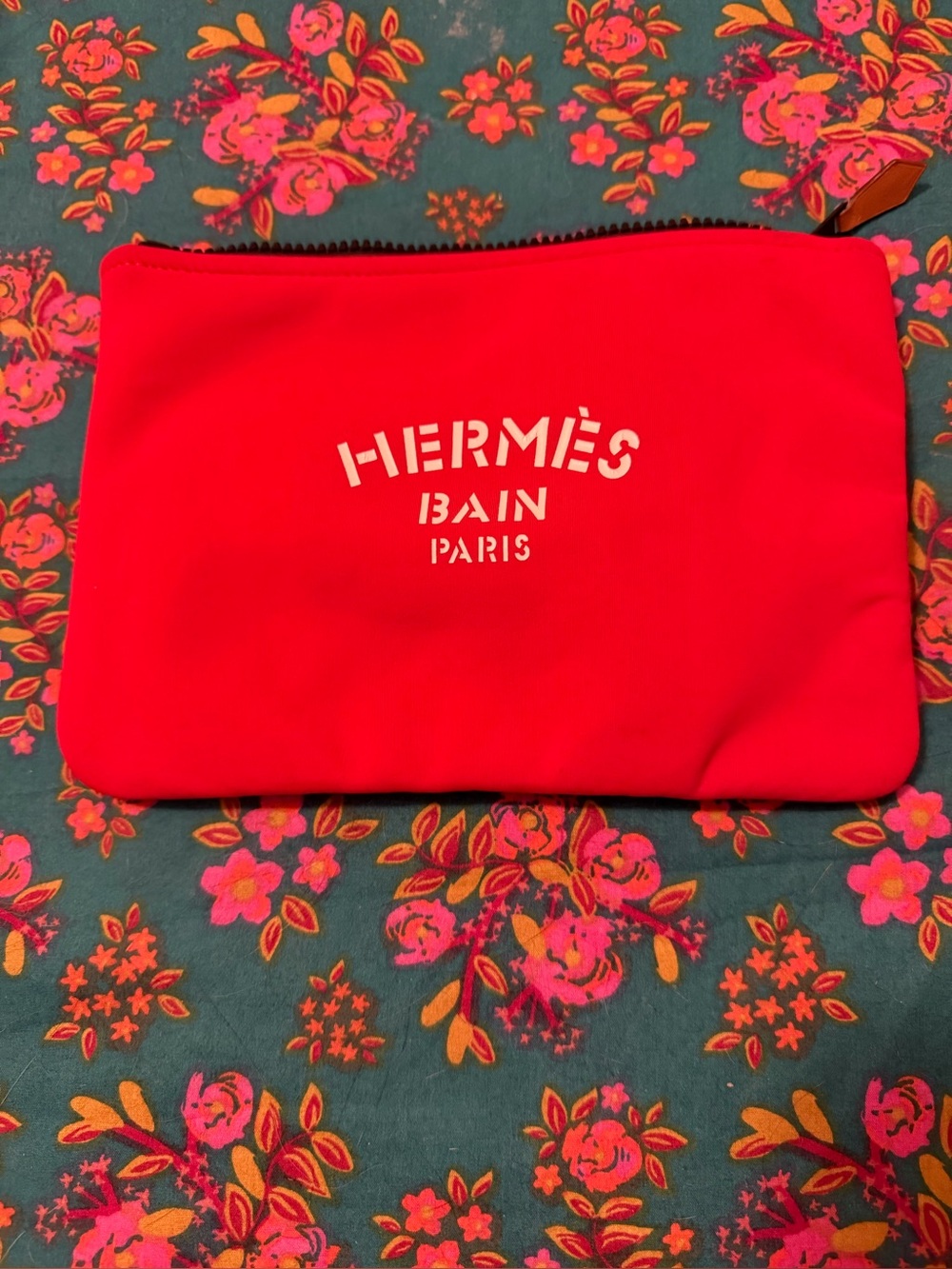Hermès Bain Paris Neon Red Pouch
